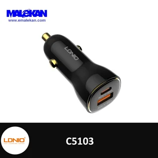 شارژر فندکی 60 وات الدینیو مدل C103 به همراه کابل USB-C